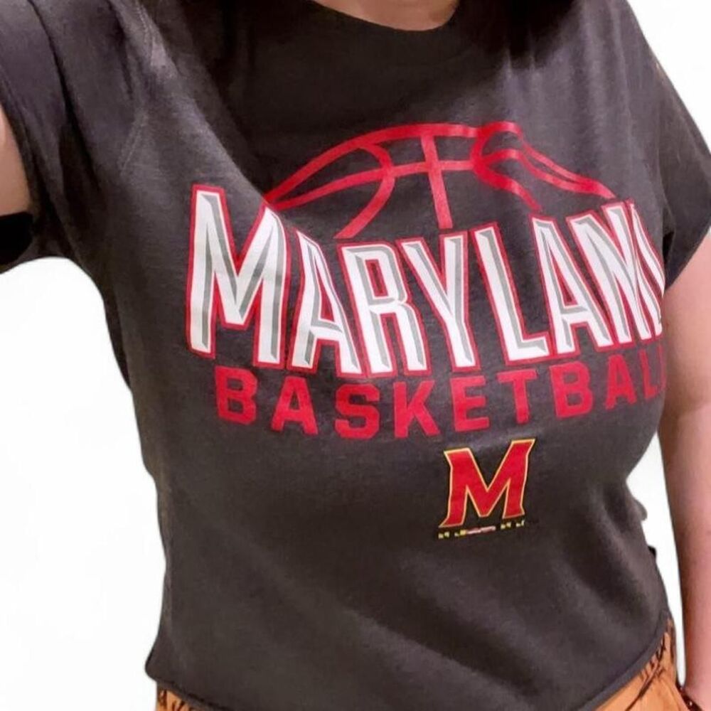Maryland basketball Women's Grey and Black T-shirt cropped